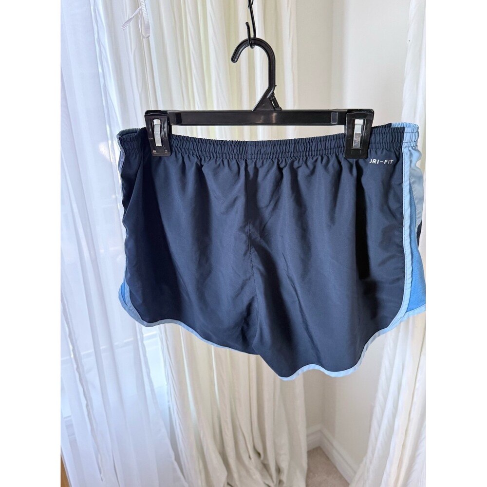 Nike Navy Running Shorts with Light Blue Trim - Picture 2 of 5
